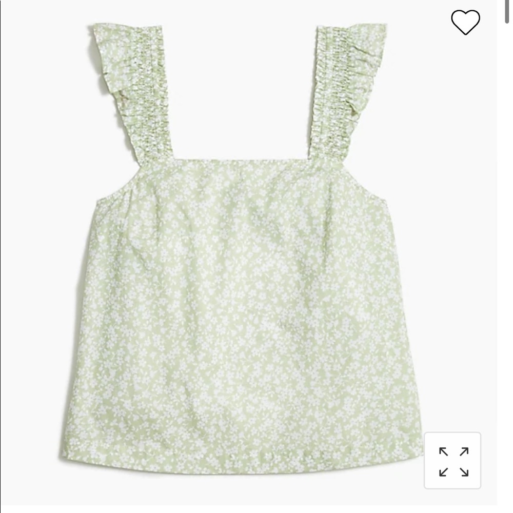 Smocked ruffle-shoulder tank top